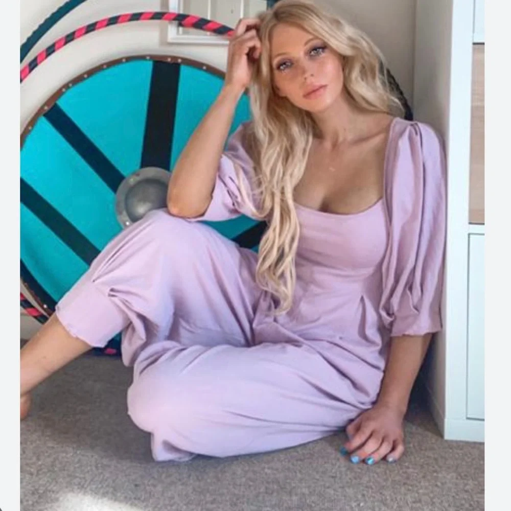 Free People Lavender Puff-Sleeve Jumpsuit - Picture 7 of 11